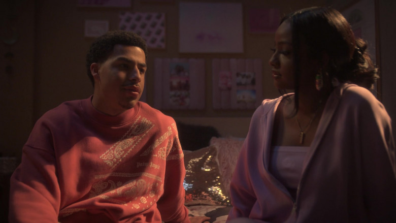 Palm Angels Sweatshirt Worn by Marcus Scribner as Andre Johnson, Jr. in Grown-ish S05E02 High Society (3)
