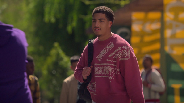 Palm Angels Sweatshirt Worn by Marcus Scribner as Andre Johnson, Jr. in Grown-ish S05E02 High Society (4)