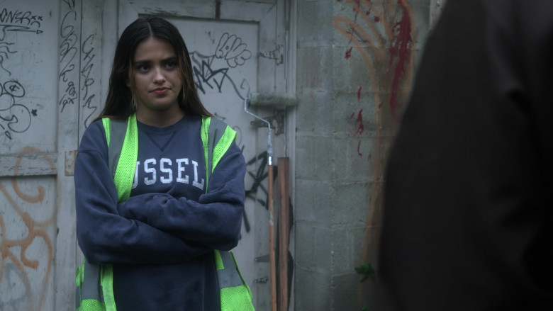 Russell Athletic Women's Sweatshirt Worn by Maia Reficco as Noa Olivar in Pretty Little Liars Original Sin S01E02 Chapter Two The Spirit Queen (2022)