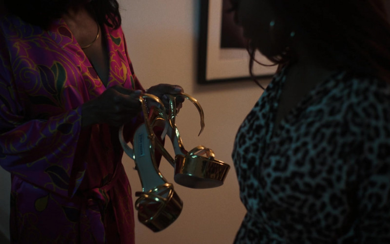 Steve Madden Gold High Heel Shoes in P-Valley S02E06 "Savage" (2022)