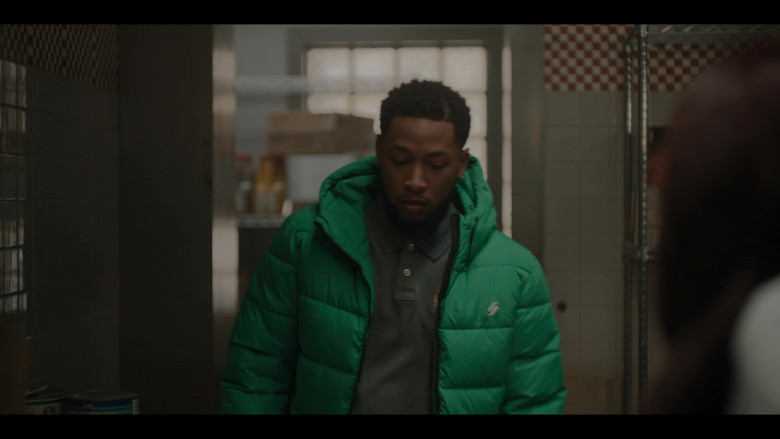 Superdry Green Puffer Jacket in The Chi S05E06 Bring It On Home To Me (1)
