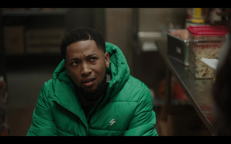 Superdry Green Puffer Jacket in The Chi S05E06 Bring It On Home To Me (2)