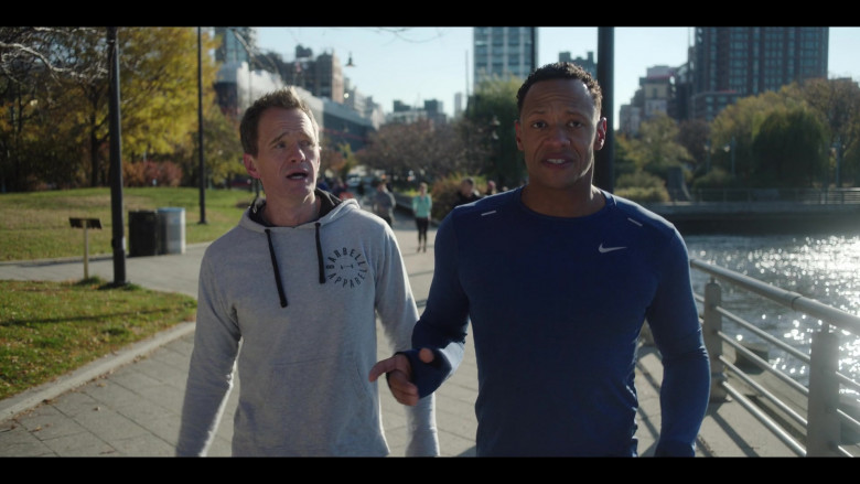 Barbell Apparel Hoodie of Neil Patrick Harris as Michael Lawson and Nike Men's Top of Emerson Brooks as Billy Burns in Uncoupled S01E04 Chapter 4 (2022)