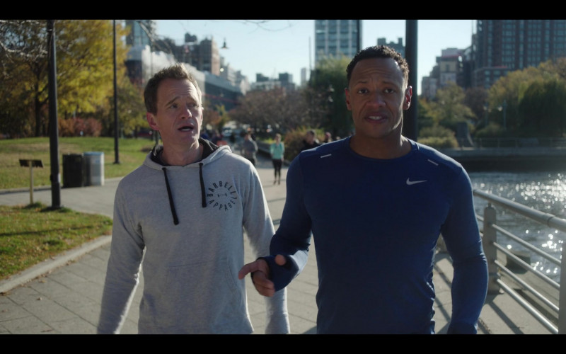 Barbell Apparel Hoodie of Neil Patrick Harris as Michael Lawson and Nike Men’s Top of Emerson Brooks as Billy Burns in Uncoupled S01E04 Chapter 4 (2022)