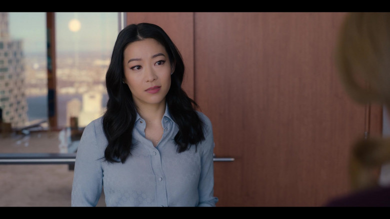 Gucci Button Down Blouse Shirt Office Style Outfit Worn by Arden Cho as Ingrid Yun in Partner Track S01E07 (3)
