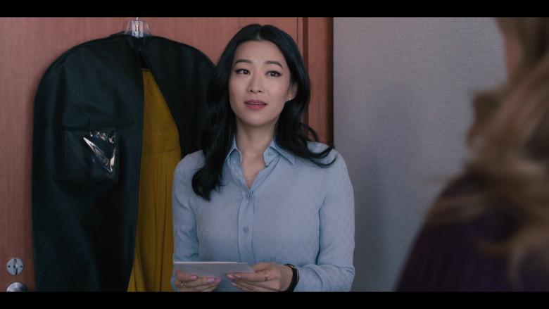 Gucci Button Down Blouse Shirt Office Style Outfit Worn by Arden Cho as Ingrid Yun in Partner Track S01E07 (8)