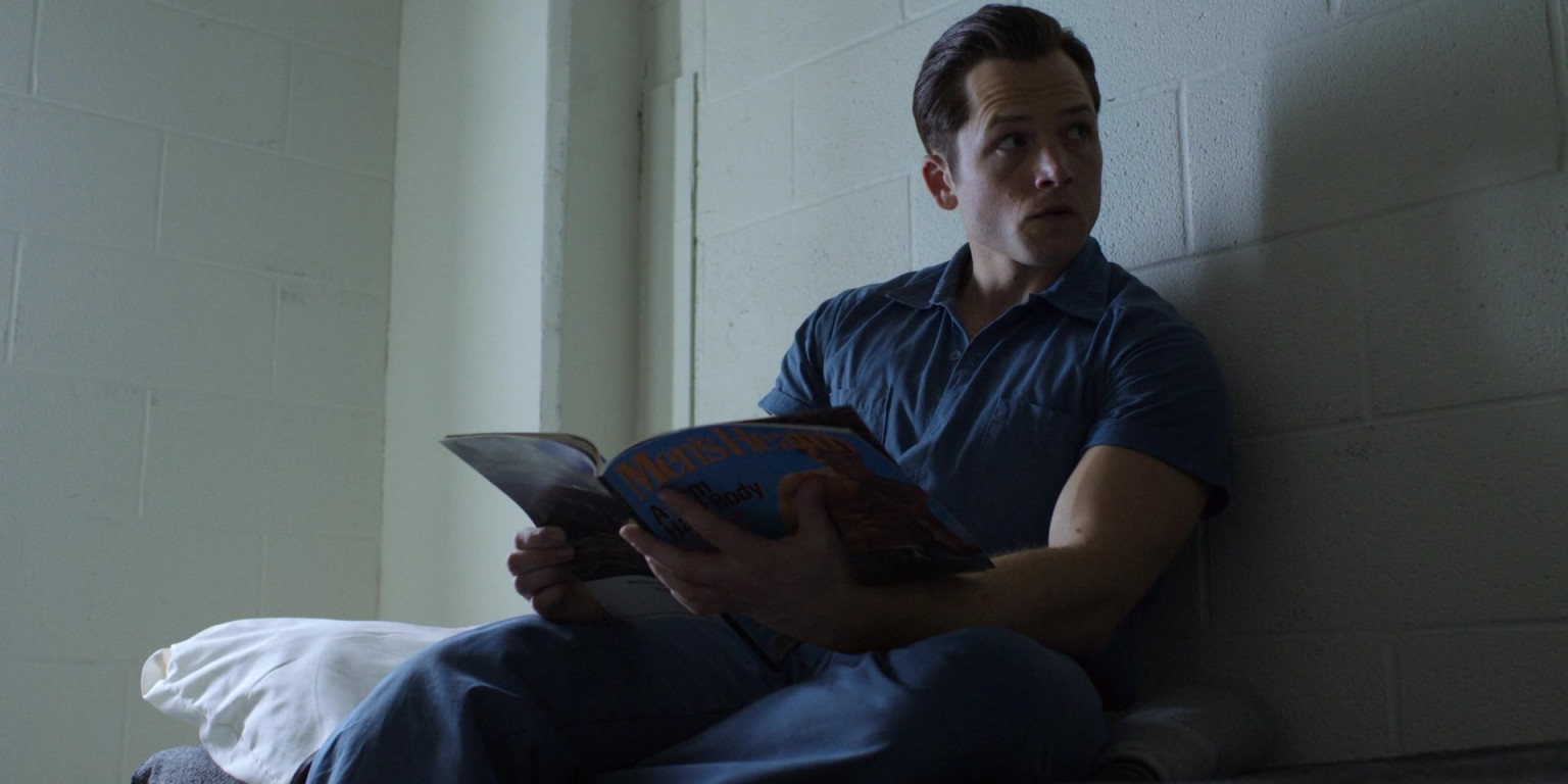 Men's Health Magazine Held By Taron Egerton As James Keene In Black