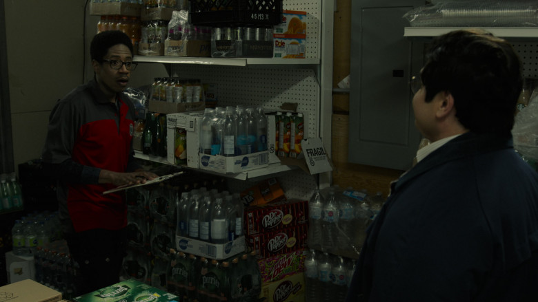 Monster Energy Drinks, Dole, GLACÉAU Smartwater, Del Monte Peach Nectar, Perrier Water, Dr Pepper Soda, Mountain Dew in What We Do in the Shadows S04E10 Sunrise, Sunset (2022)