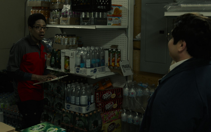 Monster Energy Drinks, Dole, GLACÉAU Smartwater, Del Monte Peach Nectar, Perrier Water, Dr Pepper Soda, Mountain Dew in What We Do in the Shadows S04E10 "Sunrise, Sunset" (2022)