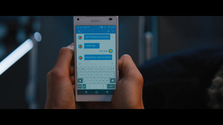 Sony White Smartphone Held by Brad Pitt as Ladybug in Bullet Train (2022)