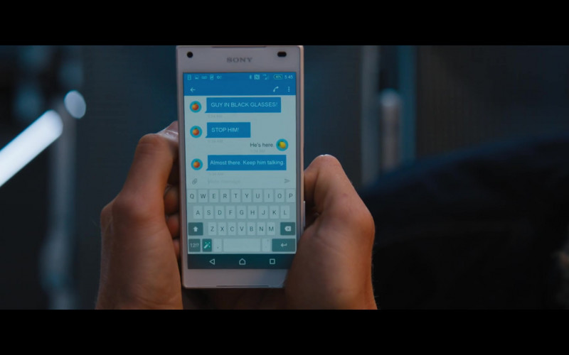 Sony Xperia White Smartphone Held by Brad Pitt as Ladybug in Bullet Train (2022)