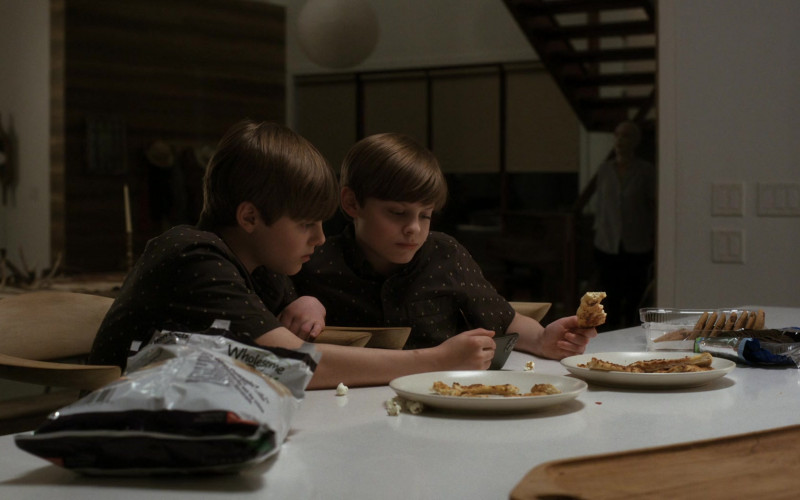 Wholesome Pantry Popcorn and Nabisco Oreo Cookies Enjoyed by Cameron Crovetti as Elias and Nicholas Crovetti as Lucas in Goodnight Mommy (2022)