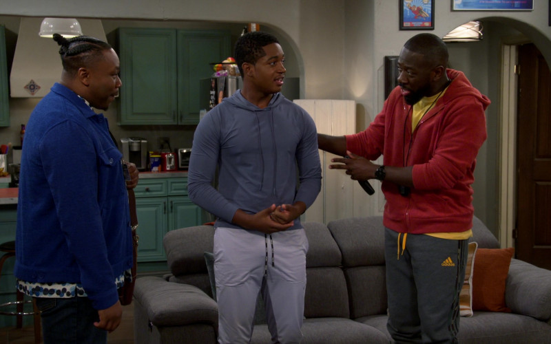 Adidas Sweatpants of Sheaun McKinney in The Neighborhood S05E06 Welcome to the Hot Prospect (2022)