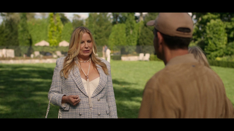 Chanel Tweed Blazer Worn by Jennifer Coolidge as Karen Calhoun in The Watcher S01E01 Welcome, Friends (2022)