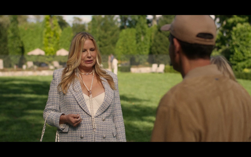 Chanel Tweed Blazer Worn by Jennifer Coolidge as Karen Calhoun in The Watcher S01E01 Welcome, Friends (2022)