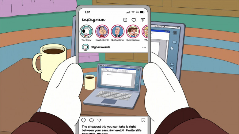 Instagram Social Network in Family Guy S21E04 The Munchurian Candidate (2022)