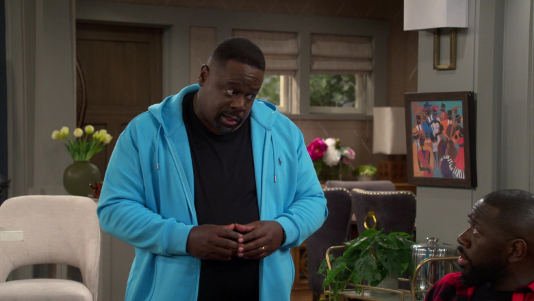 Ralph Lauren Blue Hoodie Worn by Cedric the Entertainer in The Neighborhood S05E06 Welcome to the Hot Prospect (2022)