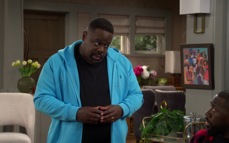 Ralph Lauren Blue Hoodie Worn by Cedric the Entertainer in The Neighborhood S05E06 Welcome to the Hot Prospect (2022)