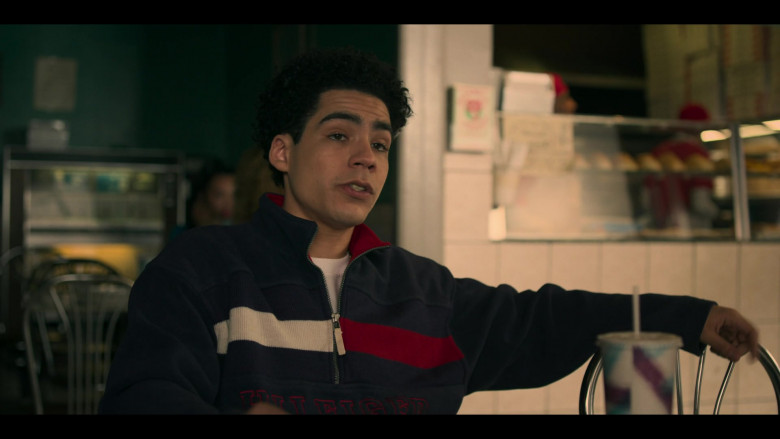 Tommy Hilfiger Relaxed Fit Half-Zip Fleece Sweatshirt Worn by Antonio Ortiz as Shawn 'Famous' Figueroa in Power Book III Raising Kanan S02E09 Anti-Trust (2022)