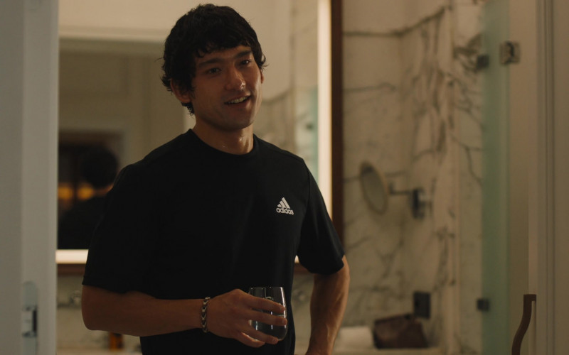 Adidas Black T-Shirt Worn by Will Sharpe as Ethan Spiller in The White Lotus S02E03 Bull Elephants