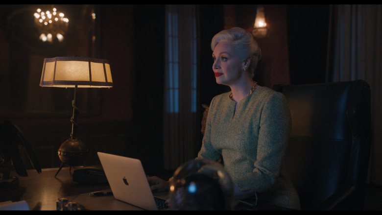Apple MacBook Laptop Computer of Gwendoline Christie as Larissa Weems in Wednesday S01E05 You Reap What You Woe (2022)