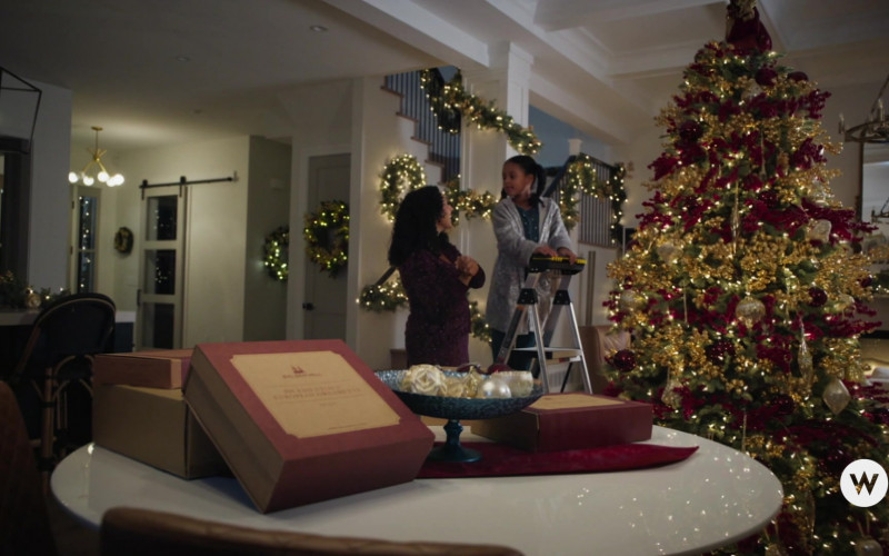 Balsam Hill realistic Christmas trees & home décor in Inventing the Christmas Prince (2022)