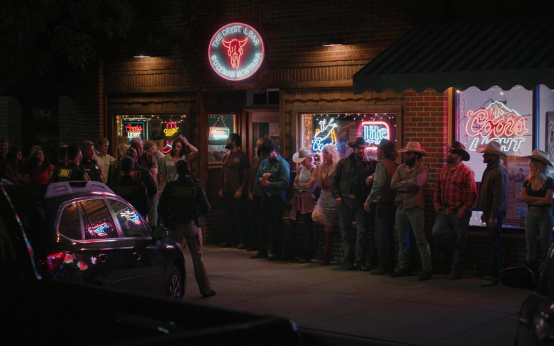 Coors Light, Miller, Miller Lite and Blue Moon Beer Signs in Yellowstone S05E03 Tall Drink of Water (2022)