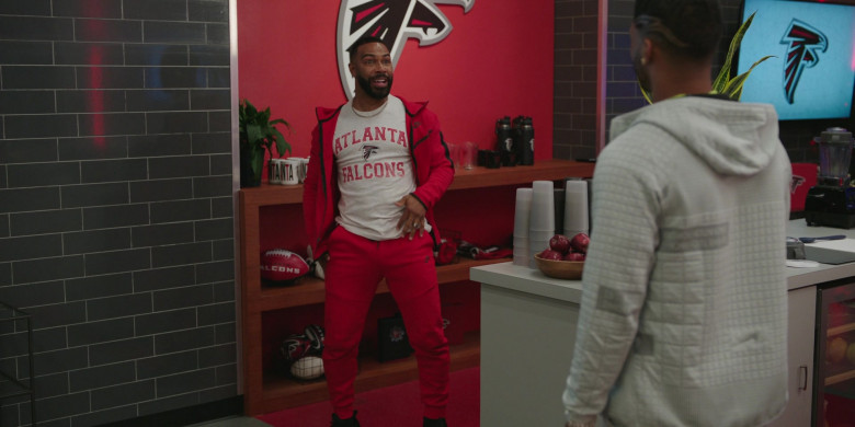 Nike Red Hoodie and Sweatpants Tracksuit Outfit Worn by Omari Hardwick as Bobby Coleman in Fantasy Football (2022)