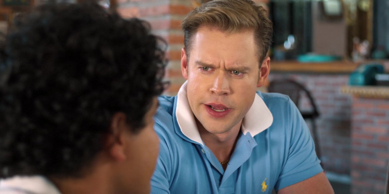 Ralph Lauren Blue Polo Shirt of Chord Overstreet as Chad in Acapulco S02E07 Always Something There to Remind Me (1)