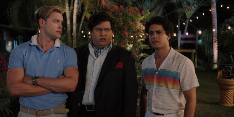 Ralph Lauren Blue Polo Shirt of Chord Overstreet as Chad in Acapulco S02E07 Always Something There to Remind Me (3)