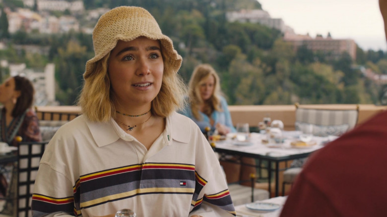 Tommy Hilfiger Cropped Shirt Worn by Haley Lu Richardson as Portia in The White Lotus S02E04 In the Sandbox (1)