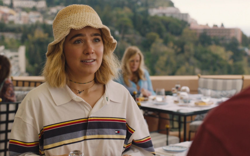 Tommy Hilfiger Cropped Shirt Worn by Haley Lu Richardson as Portia in The White Lotus S02E04 In the Sandbox (1)
