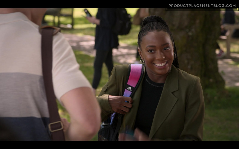 Adidas Backpack of Actress Alyah Chanelle Scott as Whitney Chase in The Sex Lives of College Girls S02E10 (1)