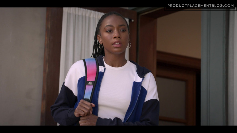 Adidas Backpack of Actress Alyah Chanelle Scott as Whitney Chase in The Sex Lives of College Girls S02E10 The Rooming Lottery (2022) (3)