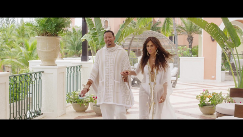Balmain Monogram Knit Poncho Worn by Terrence Howard as Quentin Spivey in The Best Man The Final Chapters S01E01 (1)