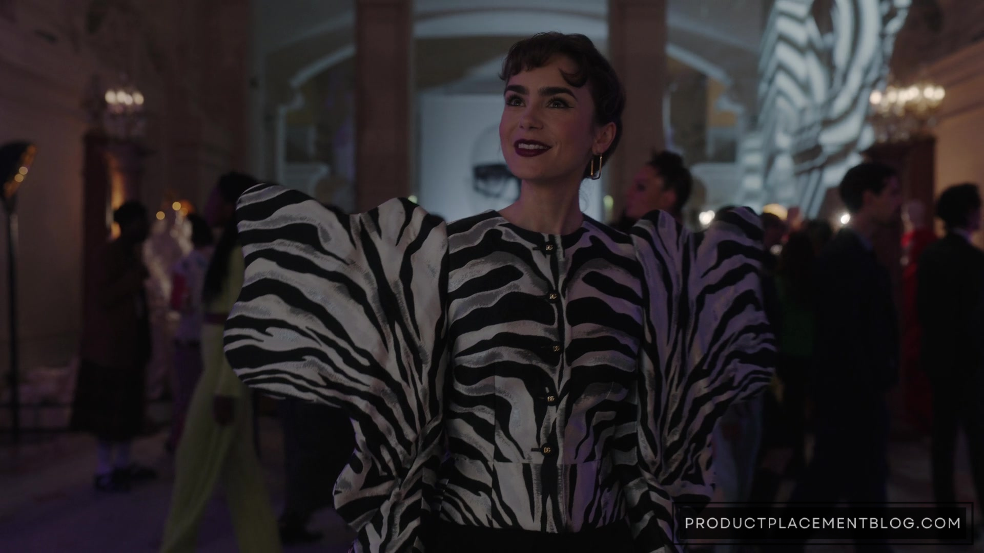 Dolce & Gabbana Zebra Print Shirt Worn By Lily Collins As Emily Cooper In  Emily In Paris S03E02 