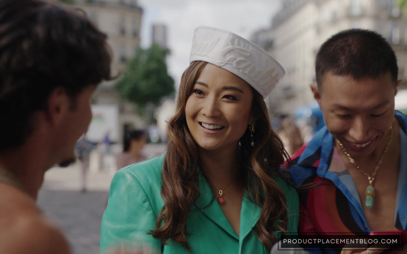 Jean Paul Gaultier Women's White Cotton Sailor Cap of Ashley Park as Mindy Chen in Emily in Paris S03E01 "I Have Two Lovers" (2022)