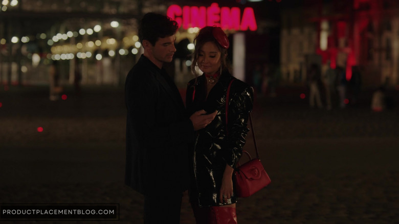 Versace Women's La Medusa Red Handbag of Ashley Park as Mindy Chen in Emily in Paris S03E07 How to Lose a Designer in 10 Days (2)