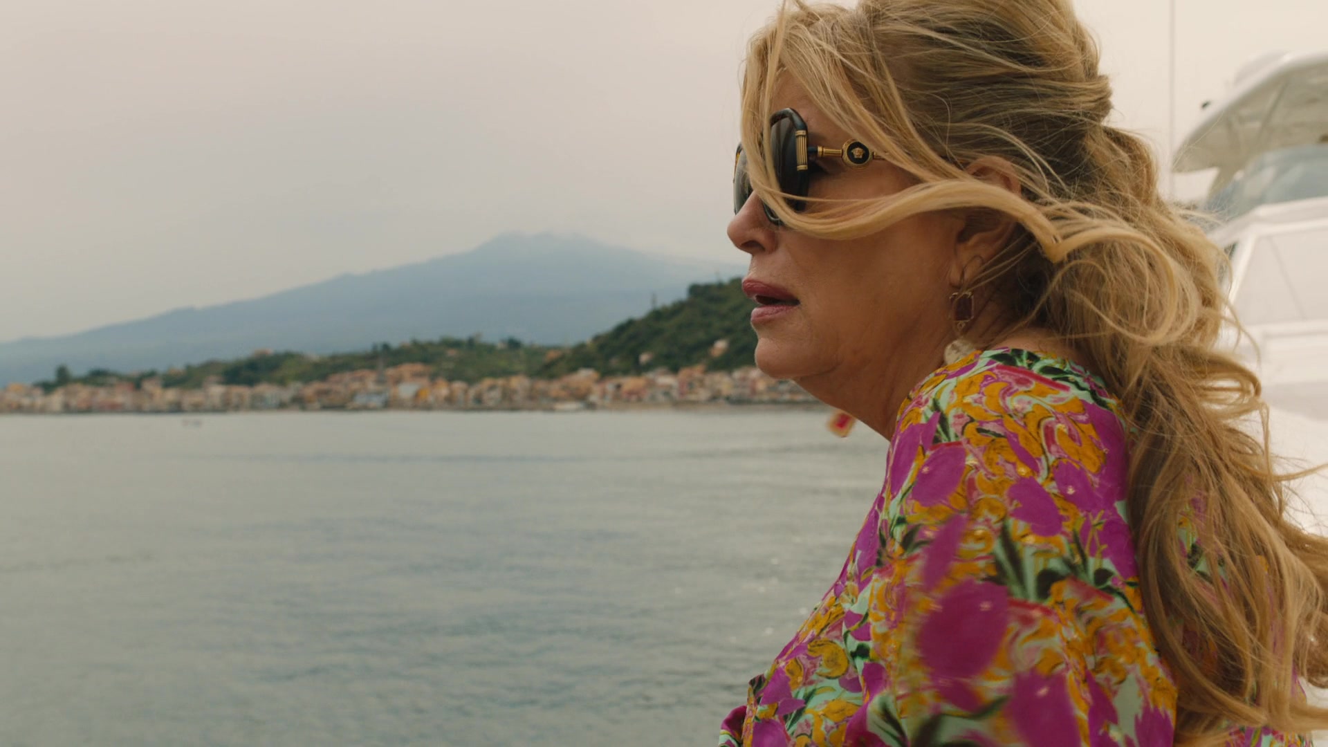 Versace 4413 Sunglasses worn by Tanya McQuoid (Jennifer Coolidge) as seen  in The White Lotus Wardrobe (Season 2 Episode 1)