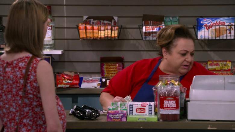 Big League Chew Bubble Gum, Hostess Twinkies, Hot Tamales, Baby Ruth Bars, Starburst Candies, Efrutti, Bubble Yum, Tic Tac, Necco, Wrigley's Spearmint in That '90s Show S01E01 That '90s Pilot (2023)