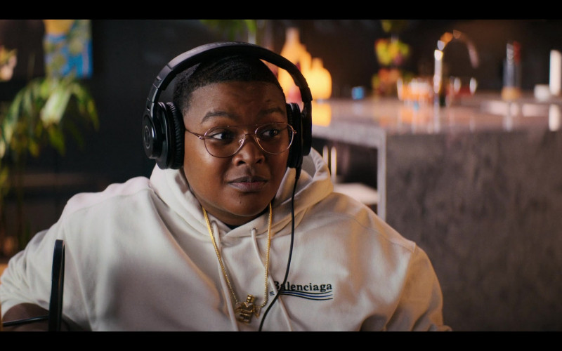Balenciaga White Hoodie Worn by Sam Jay as Mo in You People (2023)