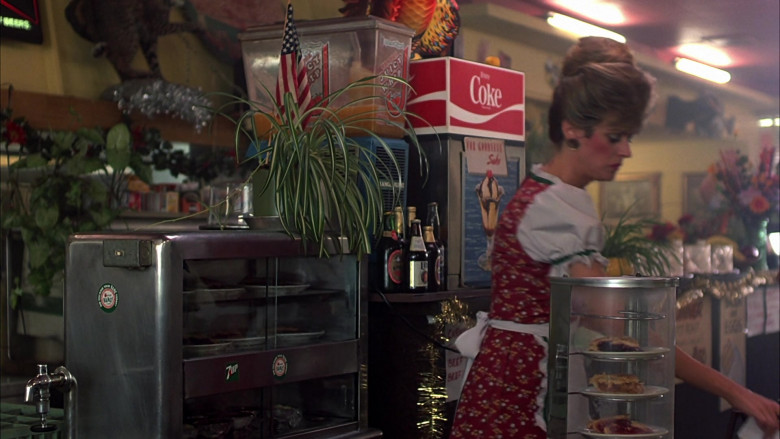 7UP Soda Sticker, Miller Lite Beer Bottle, Coca-Cola Fountain Machine in Planes, Trains and Automobiles (1987)