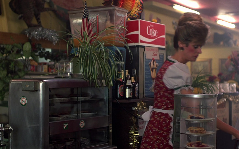 7UP Soda Sticker, Miller Lite Beer Bottle, Coca-Cola Fountain Machine in Planes, Trains and Automobiles (1987)