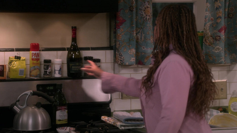 Cafe Bustelo Coffee, PAM Original cooking spray, Palermo Olive Oil in The Upshaws S03E04 Off Beat (2023)