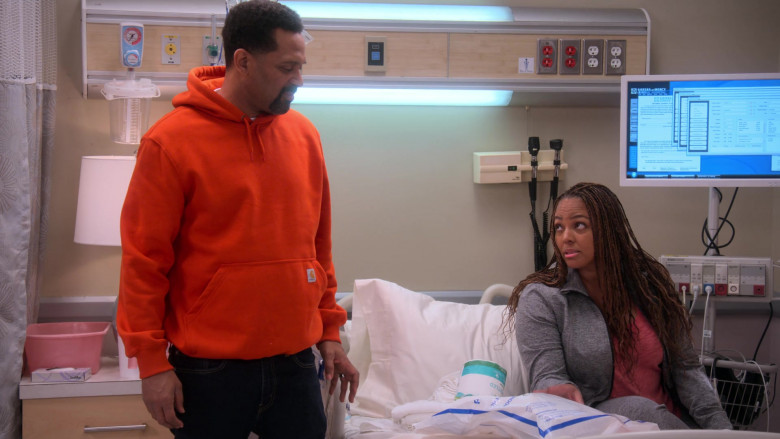 Carhartt Orange Hoodie Worn by Mike Epps as Bennie in The Upshaws S03E07 Heart Matters (1)