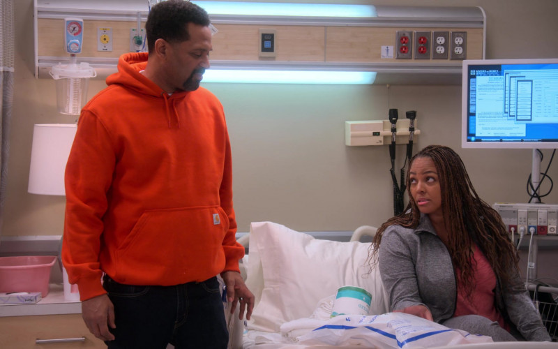 Carhartt Orange Hoodie Worn by Mike Epps as Bennie in The Upshaws S03E07 Heart Matters (1)
