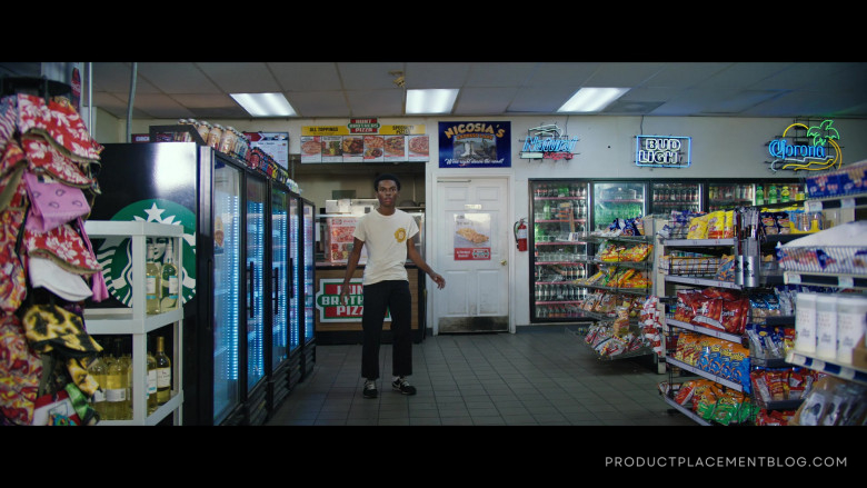 Coca-Cola, Starbucks, Hunt Brothers Pizza, Natural Light, Bud Light, Corona Sign, Lay's, Doritos, Cheetos Snacks in We Have a Ghost (2023)