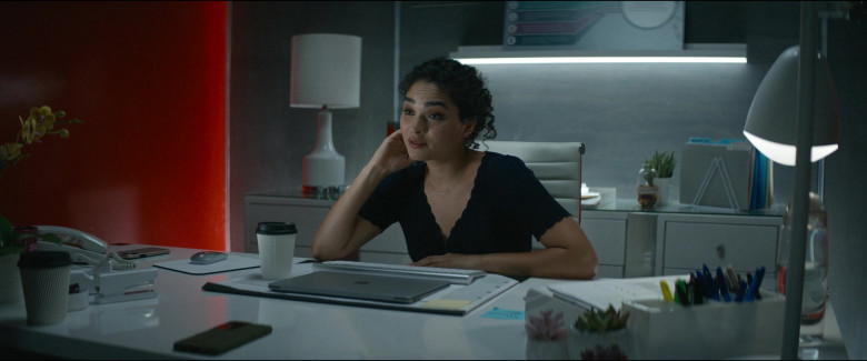 Microsoft Surface Laptop Computer of Brittany O'Grady as Elaine Hayman in The Consultant S01E07 Elephant (2023)