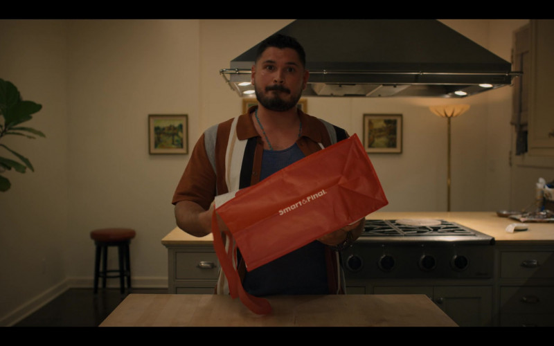 Smart & Final Warehouse Store Bag Held by J.R. Villarreal as Tio Tonio in Freeridge S01E08 Thanksgiving (2023)