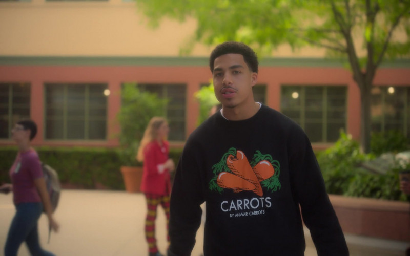 Carrots By Anwar Carrots Sweatshirt Worn by Marcus Scribner as Andre Johnson, Jr. in Grown-ish S05E17 Cleaning Out My Closet (1)